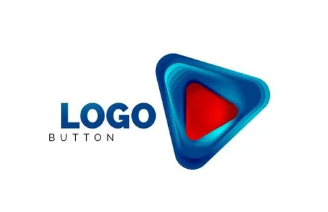Play, arrow or download button icon, minimal design business logo template. 3d 库存插图