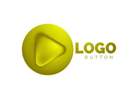 Play, arrow or download button icon, minimal design business logo template. 3d 스톡 일러스트