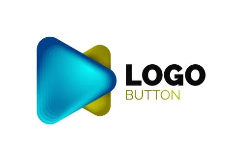 Play, arrow or download button icon, minimal design business logo template. 3d Illustrazione stock