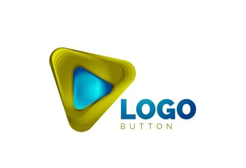 Play, arrow or download button icon, minimal design business logo template. 3d Illustrazione stock