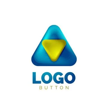 Play, arrow or download button icon, minimal design business logo template. 3d Stock Illustration