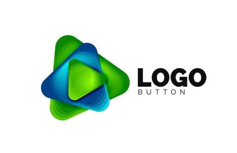 Play, arrow or download button icon, minimal design business logo template. 3d Illustrazione stock