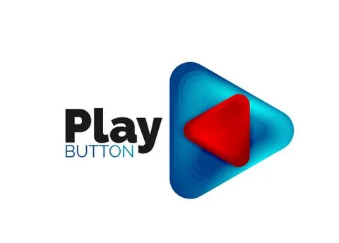 Play, arrow or download button icon, minimal design business logo template. 3d Illustrazione stock