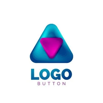 Play, arrow or download button icon, minimal design business logo template. 3d Stock Illustration