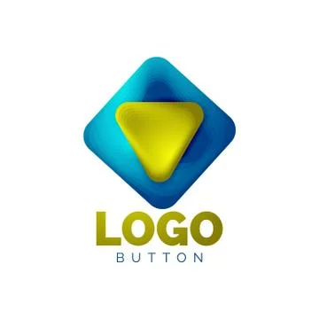Play, arrow or download button icon, minimal design business logo template. 3d Illustrazione stock