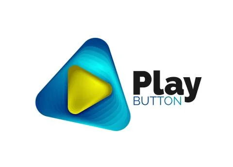 Play, arrow or download button icon, minimal design business logo template. 3d Illustrazione stock