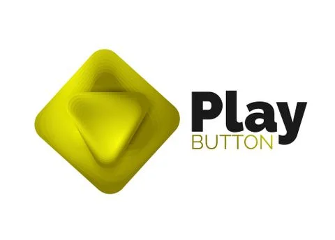 Play, arrow or download button icon, minimal design business logo template. 3d Illustrazione stock