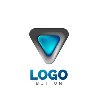 Play, arrow or download button icon, minimal design business logo template. 3d Illustrazione stock