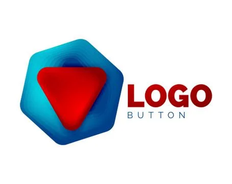 Play, arrow or download button icon, minimal design business logo template. 3d イラスト素材