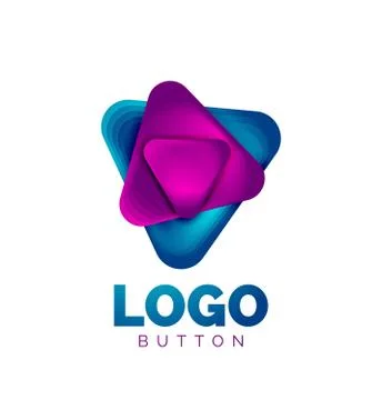 Play, arrow or download button icon, minimal design business logo template. 3d Illustrazione stock