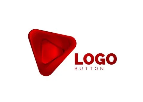 Play, arrow or download button icon, minimal design business logo template. 3d Illustrazione stock