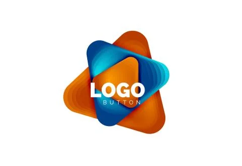 Play, arrow or download button icon, minimal design business logo template. 3d Illustrazione stock