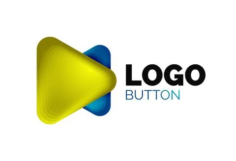Play, arrow or download button icon, minimal design business logo template. 3d 스톡 일러스트