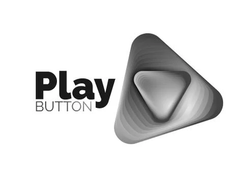 Play, arrow or download button icon, minimal design business logo template. 3d Illustrazione stock