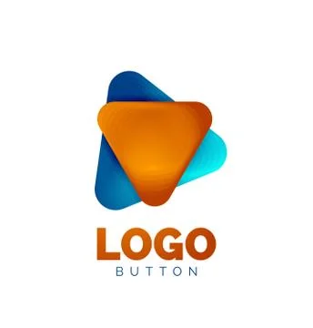 Play, arrow or download button icon, minimal design business logo template. 3d Illustrazione stock