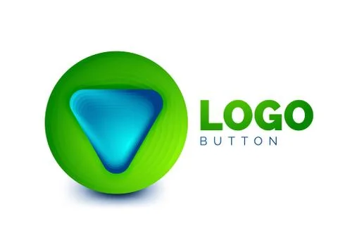 Play, arrow or download button icon, minimal design business logo template. 3d イラスト素材