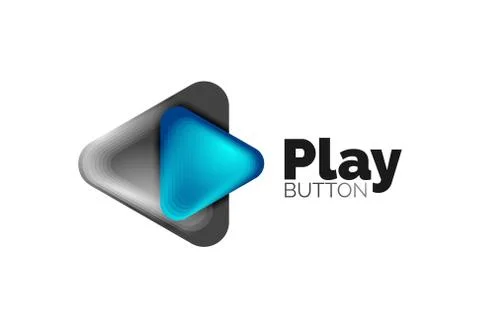 Play, arrow or download button icon, minimal design business logo template. 3d Stock Illustration