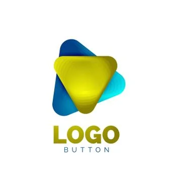 Play, arrow or download button icon, minimal design business logo template. 3d Illustrazione stock