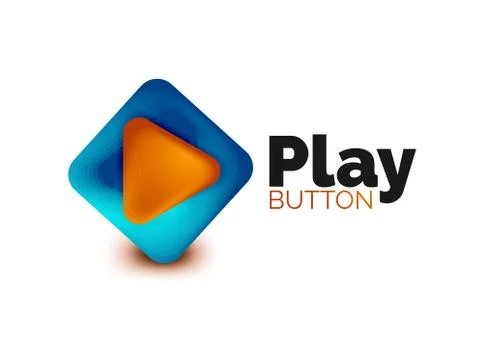 Play, arrow or download button icon, minimal design business logo template. 3d Illustrazione stock