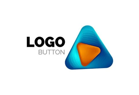 Play, arrow or download button icon, minimal design business logo template. 3d Illustrazione stock