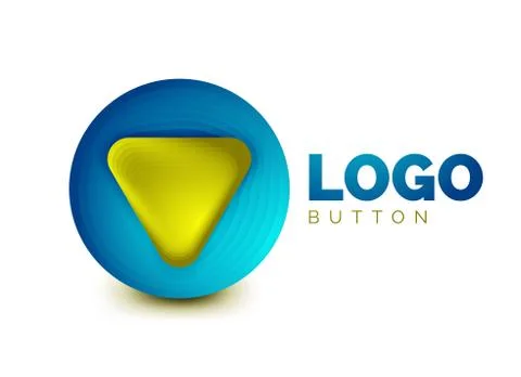 Play, arrow or download button icon, minimal design business logo template. 3d Stock-Illustration
