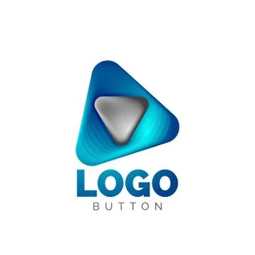 Play, arrow or download button icon, minimal design business logo template. 3d 스톡 일러스트