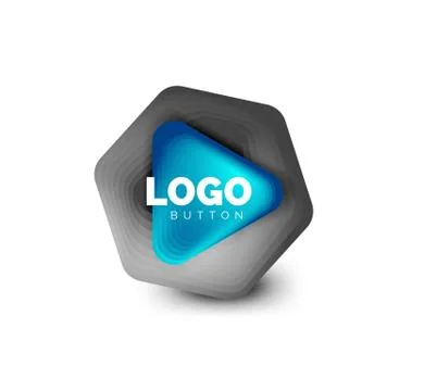 Play, arrow or download button icon, minimal design business logo template. 3d 스톡 일러스트