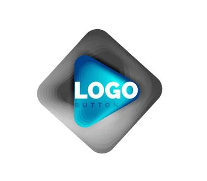 Play, arrow or download button icon, minimal design business logo template. 3d Illustrazione stock