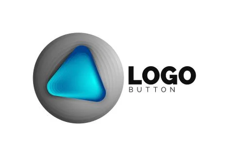 Play, arrow or download button icon, minimal design business logo template. 3d Stockillustratie