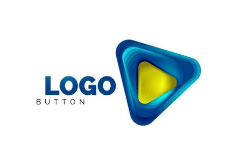 Play, arrow or download button icon, minimal design business logo template. 3d Stock Illustration