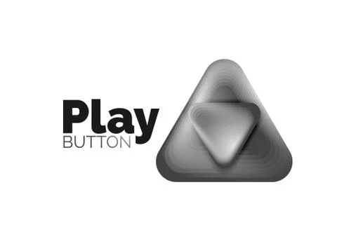 Play, arrow or download button icon, minimal design business logo template. 3d Illustrazione stock