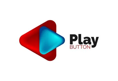 Play, arrow or download button icon, minimal design business logo template. 3d Illustrazione stock