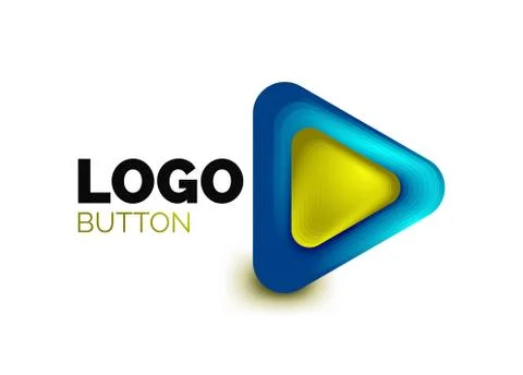 Play, arrow or download button icon, minimal design business logo template. 3d Illustrazione stock
