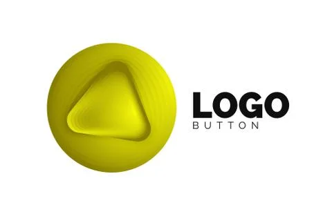 Play, arrow or download button icon, minimal design business logo template. 3d Stock Illustration