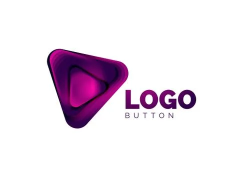 Play, arrow or download button icon, minimal design business logo template. 3d Illustrazione stock