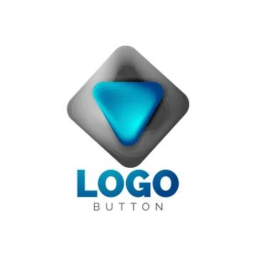 Play, arrow or download button icon, minimal design business logo template. 3d 库存插图