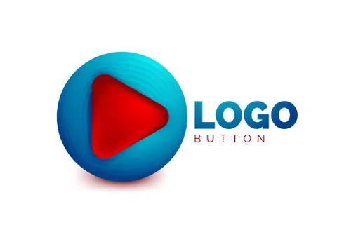 Play, arrow or download button icon, minimal design business logo template. 3d Illustrazione stock