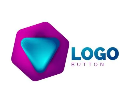 Play, arrow or download button icon, minimal design business logo template. 3d Stock-Illustration