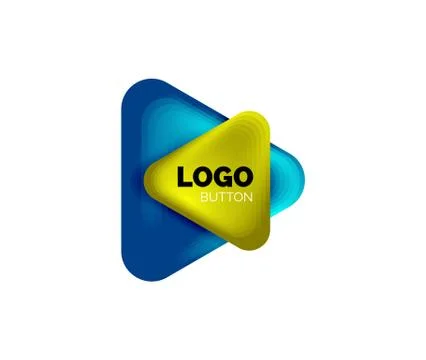 Play, arrow or download button icon, minimal design business logo template. 3d Illustrazione stock