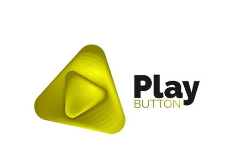 Play, arrow or download button icon, minimal design business logo template. 3d Illustrazione stock