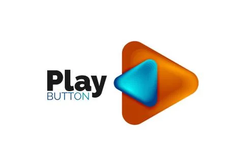 Play, arrow or download button icon, minimal design business logo template. 3d Illustrazione stock
