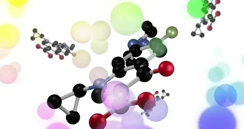 On play ball-and-stick model rotating, shifting and revealing bonds to show Stock Footage 328417453