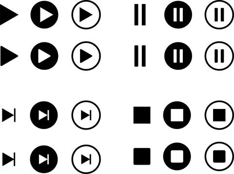 Play bar icon set. Media control buttons, media player panel icon Illustrazione stock