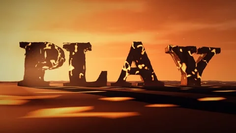 Play Basalt Letters with Molten Lava Glowing in the Cracks on a Volcanic Plain Stock Footage 342221437