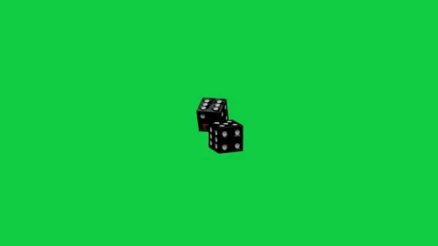 On play black dice rotating, aligning, settling while showing white pips on Stock Footage 340269582