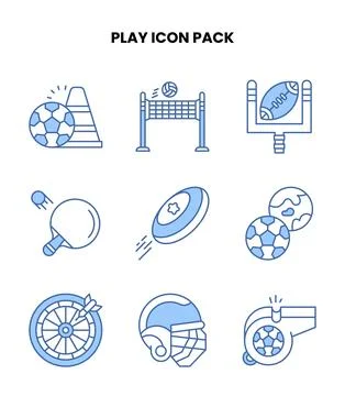 Play Blue Color Bundle Icons Pack Illustrazione stock