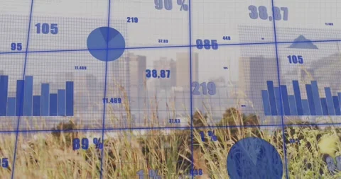 On play blue overlay animating bars shifting labels falling circle expanding or 動画素材 330740953