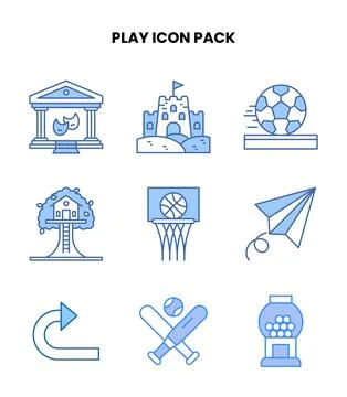 Play Blue Vector Icons Pack Stock Illustration