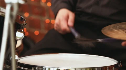 Play with brushes on a drum Stock Footage 56845132
