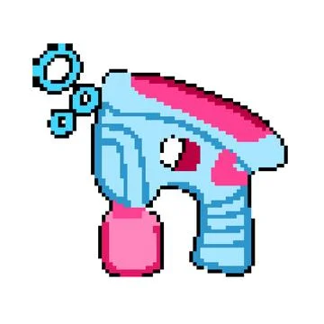 Play bubble gun toy pixel art vector illustration Stock Illustration